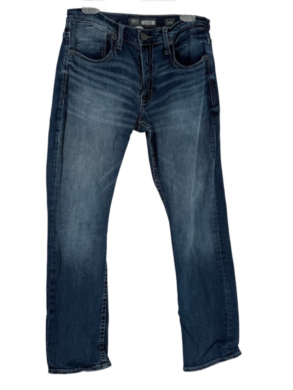 BKE Men's Size 32x31 Medium Wash Jake Straight Leg Blue Denim Jeans
